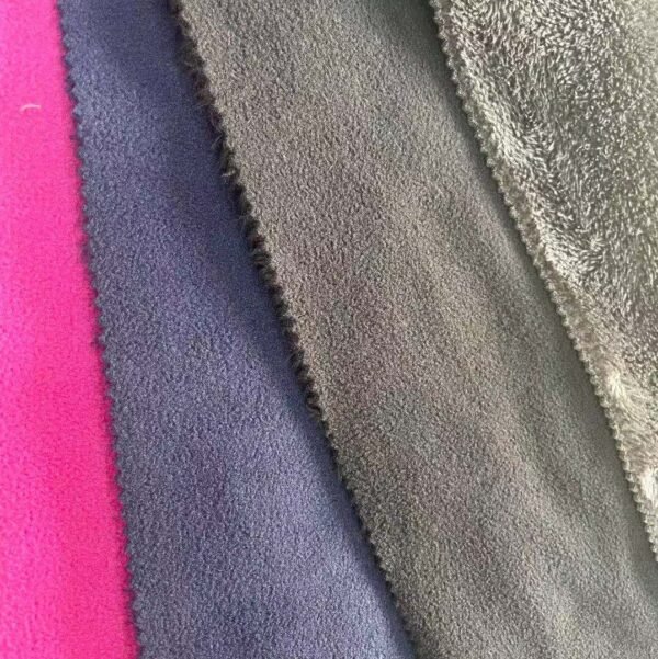 Good quality plain dyed sherpa fleece bonded single jersey knitted fabric - 图片 3
